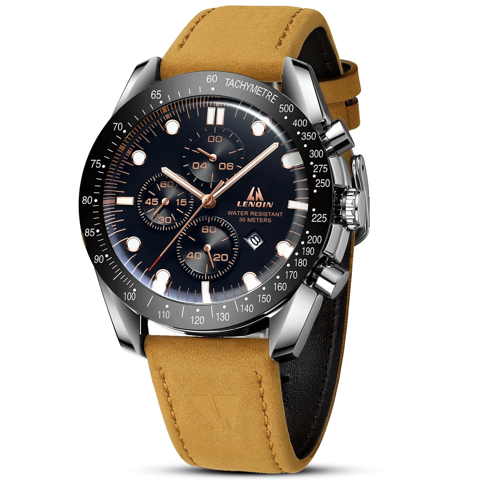 RELOJES PARA HOMBRE LN-LENQIN RELOJ DE CUERO ANALÓGICO DE CUARZO